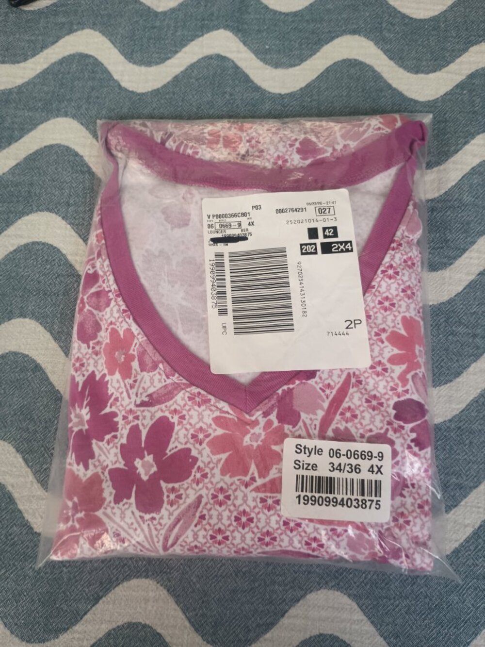 Dreams & Co 4x V-Neck Short Sleeve Short T-Shirt Midi Lounger 34/36 Pink Berry